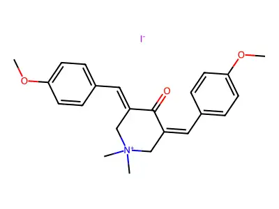 3,5-Bis[(4-methoxyphenyl)methylidene]-1,1-dimethylpiperidin-1-ium-4-one;iodide structure