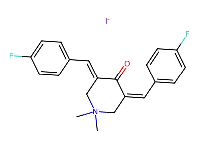 Piperidinium,3,5-bis[(4-fluorophenyl)methylene]-1,1-dimethyl-4-oxo-, iodide (1:1) structure