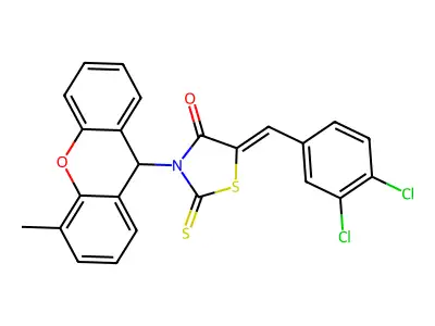 (5Z)-5-[(3,4-dichlorophenyl)methylidene]-3-(4-methyl-9H-xant structure