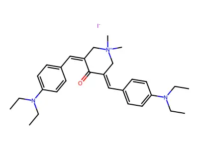 Piperidinium,3,5-bis[[4-(diethylamino)phenyl]methylene]-1,1-dimethyl-4-oxo-, iodide (1:1) structure