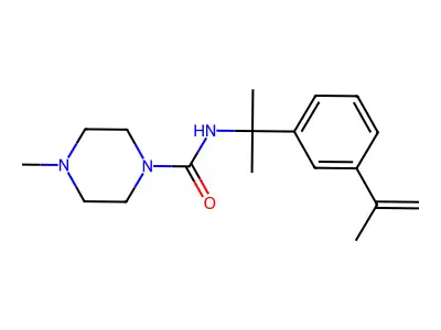 4-methyl-N-[2-(3-prop-1-en-2-ylphenyl)propan-2-yl]piperazine-1-carboxamide structure