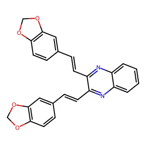 Quinoxaline, 2,3-bis[2-(1,3-benzodioxol-5-yl)ethenyl]- structure