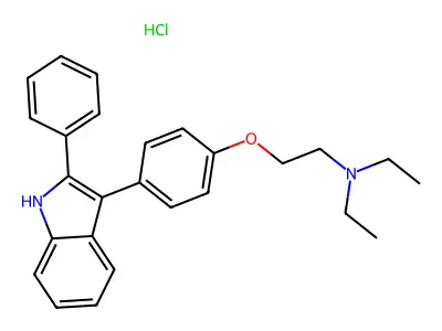 INDOLE, 3-(p-(2-(DIETHYLAMINO)ETHOXY)PHENYL)-2-PHENYL-, HYDROCHLORIDE structure