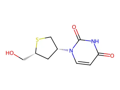 2-Hydroxymethyl-4-(1H-uracil-1-yl)-tetrahydrothiophene structure