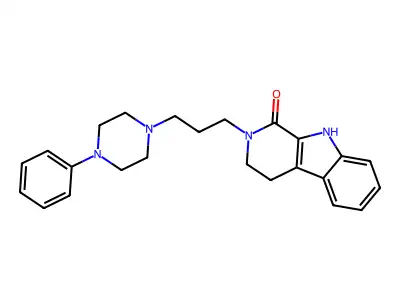 1H-Pyrido(3,4-b)indol-1-one, 2,3,4,9-tetrahydro-2-(3-(4-phenyl-1-piperazinyl)propyl)- structure