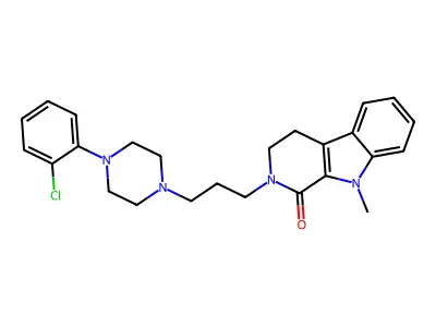 1H-Pyrido(3,4-b)indol-1-one, 2,3,4,9-tetrahydro-2-(3-(4-(2-chlorophenyl)-1-piperazinyl)propyl)-9-methyl- structure