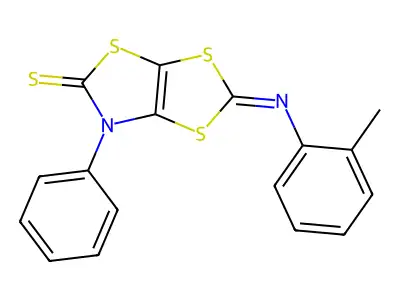 1,3-Dithiolo(4,5-d)thiazole-5(6H)-thione, 2-((2-methylphenyl)imino)-6-phenyl- structure