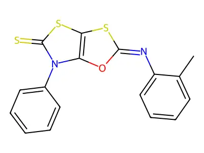 1,3-Oxathiolo(5,4-d)thiazole-5(6H)-thione, 2-((2-methylphenyl)imino)-6-phenyl- structure