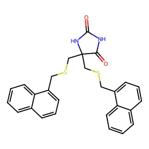 5,5-Bis(((1-naphthylmethyl)thio)methyl)-2,4-imidazolidinedione structure