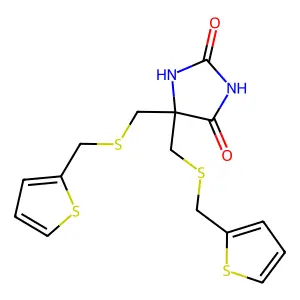 5,5-Bis(((2-thienylmethyl)thio)methyl)-2,4-imidazolidinedione structure