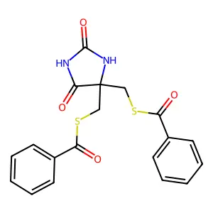 5,5-Bis((benzoylthio)methyl)-2,4-imidazolidinedione structure