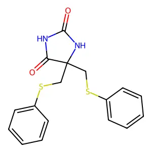 5,5-Bis((phenylthio)methyl)-2,4-imidazolidinedione structure
