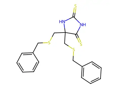 5,5-Bis((benzylthio)methyl)-2,4-imidazolidinedione structure