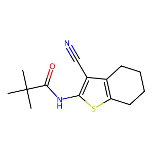 N-(3-cyano-4,5,6,7-tetrahydro-1-benzothiophen-2-yl)-2,2-dimethylpropanamide structure