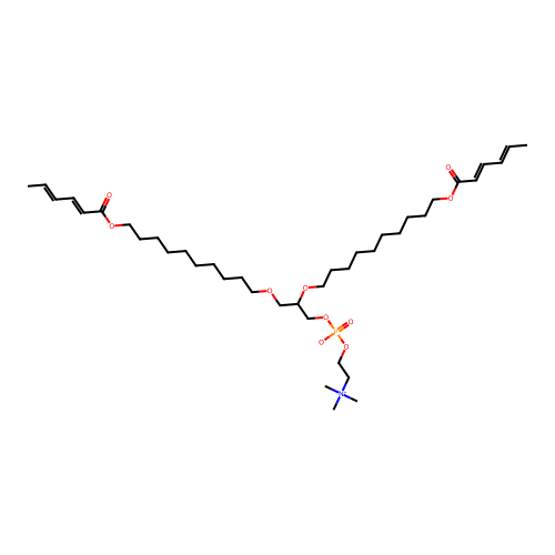 1,2-Bis(10-(2',4'-hexadienoyloxy)decyl)glycero-3-phosphocholine structure