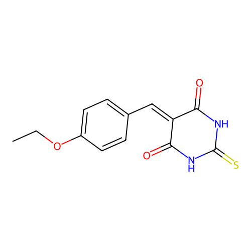 5-(4-ethoxybenzylidene)-2-thioxodihydropyrimidine-4,6(1H,5H)-dione structure