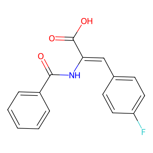 (Z)-2-benzamido-3-(4-fluorophenyl)acrylic acid structure
