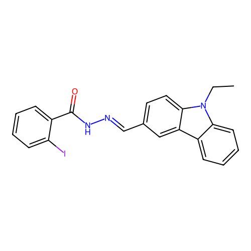 N-[(E)-(9-ethylcarbazol-3-yl)methylideneamino]-2-iodobenzamide structure