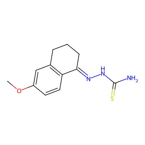 [(E)-(6-methoxy-3,4-dihydro-2H-naphthalen-1-ylidene)amino]thiourea structure
