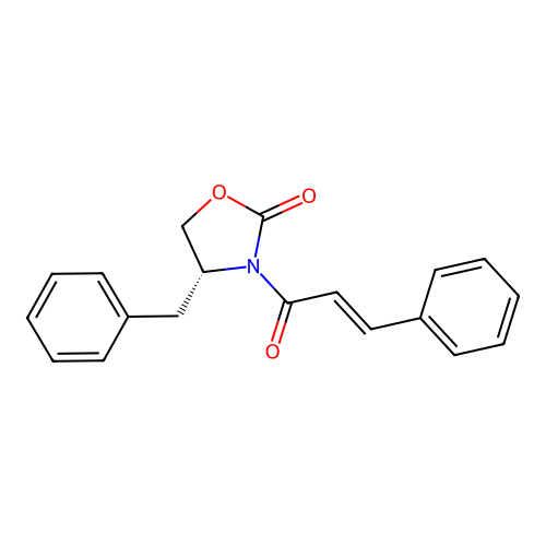 (4R)-4-benzyl-3-(3-phenylprop-2-enoyl)-1,3-oxazolidin-2-one structure