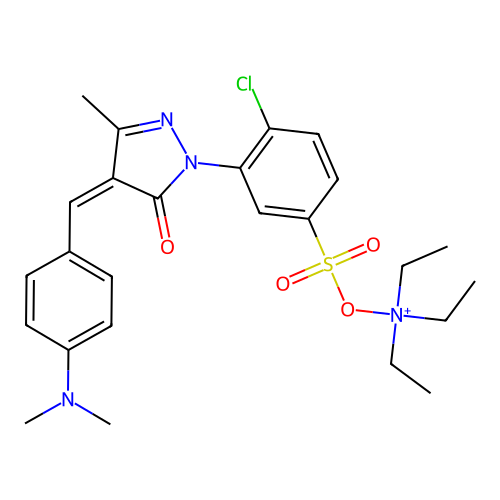 [4-chloro-3-[(4Z)-4-[(4-dimethylaminophenyl)methylidene]-3-methyl-5-oxopyrazol-1-yl]phenyl]sulfonyloxy-triethylazanium structure