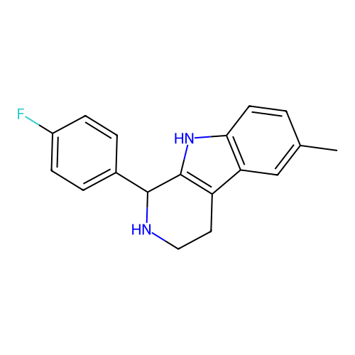 1-(4-fluorophenyl)-6-methyl-2,3,4,9-tetrahydro-1H-pyrido[3,4-b]indole structure