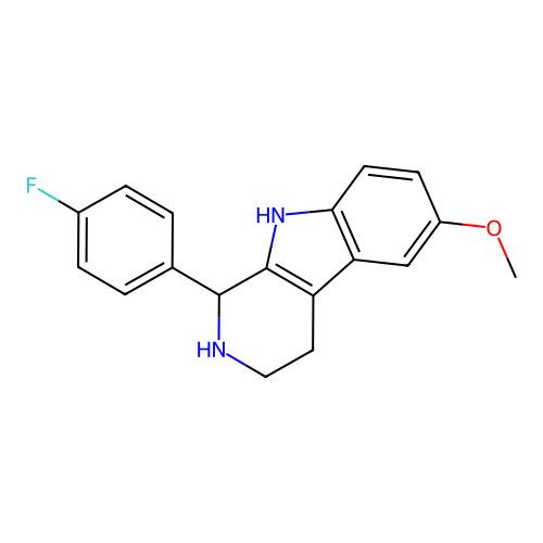 1-(4-fluorophenyl)-6-methoxy-2,3,4,9-tetrahydro-1H-pyrido[3,4-b]indole structure