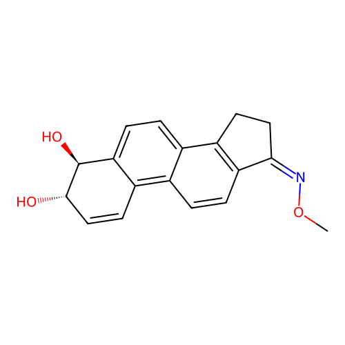(3S,4S,17Z)-17-Methoxyimino-3,4,15,16-tetrahydrocyclopenta(a)phenanthrene-3,4-diol structure