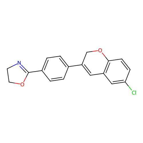 2-[4-(6-chloro-2H-chromen-3-yl)phenyl]-4,5-dihydrooxazole structure