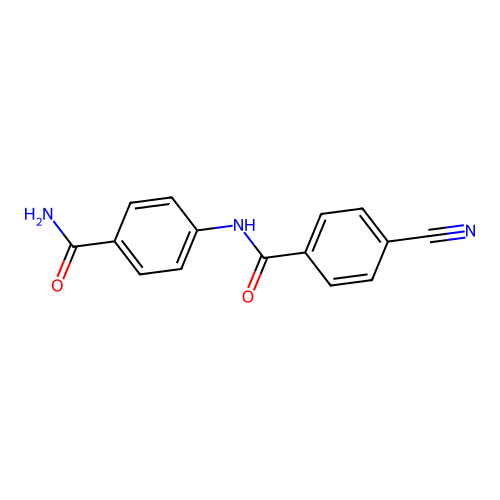 N-(4-carbamoylphenyl)-4-cyanobenzamide structure