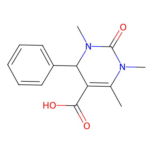 1,3,6-trimethyl-2-oxo-4-phenyl-4H-pyrimidine-5-carboxylic acid structure