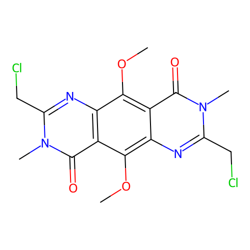 2,7-bis(chloromethyl)-5,10-dimethoxy-3,8-dimethylpyrimido[4,5-g]quinazoline-4,9-dione structure