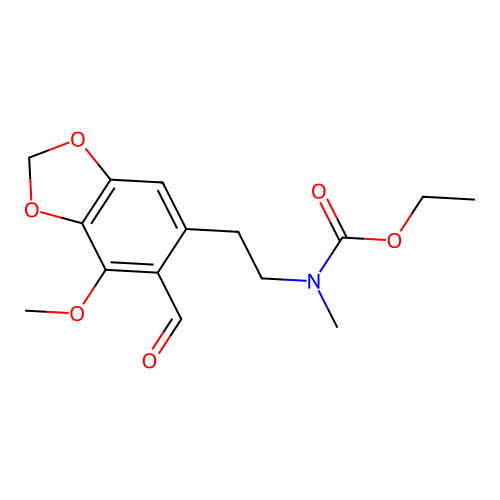 Ethyl [2-(6-formyl-7-methoxy-1,3-benzodioxol-5-yl)ethyl]methylcarbamate structure