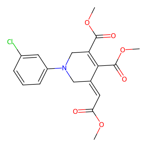 (Z)-dimethyl 1-(3-chlorophenyl)-5-(2-methoxy-2-oxoethylidene)-1,2,5,6-tetrahydropyridine-3,4-dicarboxylate structure