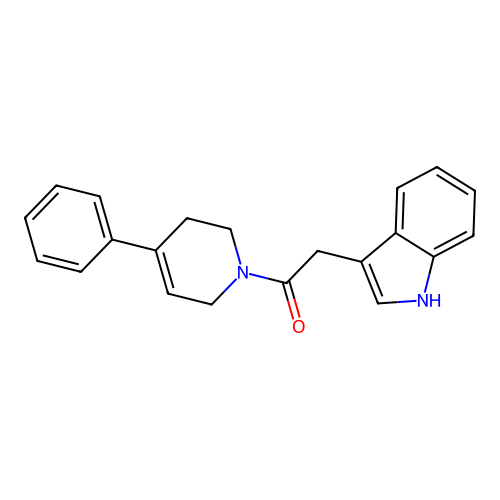 2-(1H-indol-3-yl)-1-(4-phenyl-3,6-dihydro-2H-pyridin-1-yl)ethanone structure