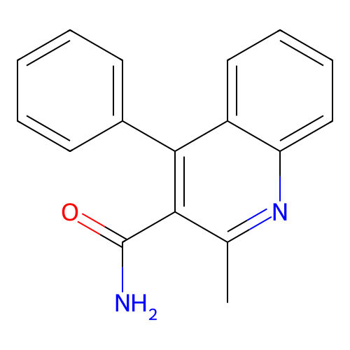 2-Methyl-4-phenylquinoline-3-carboxamide structure