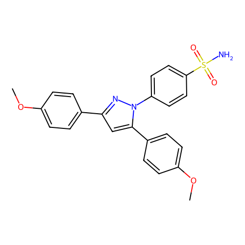 Benzenesulfonamide, 4-[3,5-bis(4-methoxyphenyl)-1H-pyrazol-1-yl]- structure