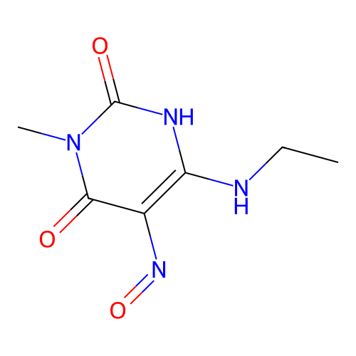 6-(ethylamino)-3-methyl-5-nitrosopyrimidine-2,4(1H,3H)-dione structure