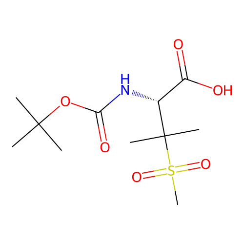 (R)-2-((tert-Butoxycarbonyl)amino)-3-methyl-3-(methylsulfonyl)butanoic acid structure