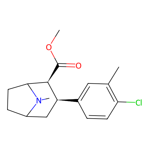 Methyl (2S,3S)-3-(4-chloro-3-methylphenyl)-8-methyl-8-azabicyclo[3.2.1]octane-2-carboxylate structure