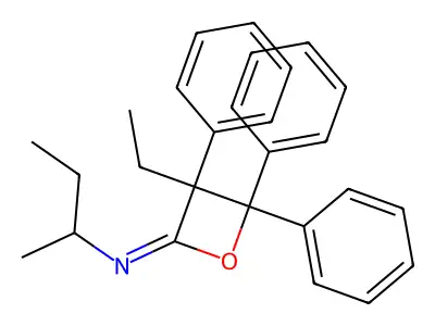 N-butan-2-yl-3-ethyl-3,4,4-triphenyloxetan-2-imine structure