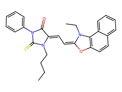 4-Imidazolidinone, 1-butyl-5-[2-(1-ethylnaphth[1,2-d]oxazol-2(1H)-ylidene)ethylidene]-3-phenyl-2-thioxo- structure