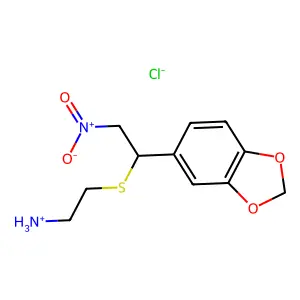 Ethylamine, 2-(alpha-(nitromethyl)piperonylthio)-, hydrochloride structure