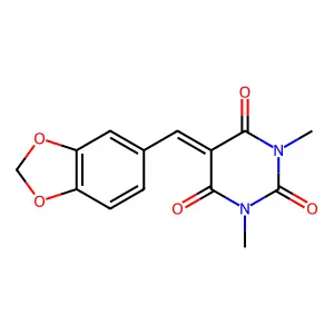 5-Benzo[1,3]dioxol-5-ylmethylene-1,3-dimethyl-pyrimidine-2,4,6-trione structure