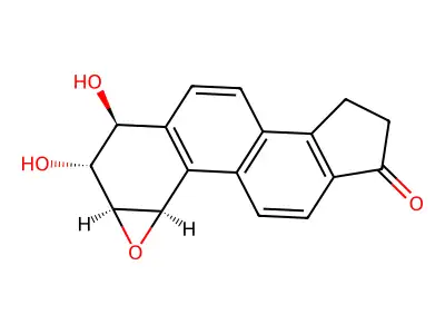1,2-Epoxy-17H-cyclopenta(a)phenanthren-17-one, 1,2,3,4,15,16-hexahydro-3,4-dihydroxy-, (1alpha,2alpha,3alpha,4beta)-(+-)- structure