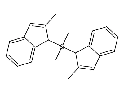Dimethyl-bis(2-methyl-1H-inden-1-yl)silane structure