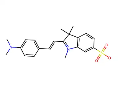 2-[2-[4-(Dimethylamino)phenyl]ethenyl]-1,3,3-trimethylindol-1-ium-6-sulfonate structure