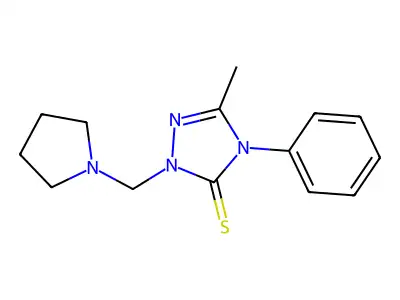5-methyl-4-phenyl-2-(pyrrolidin-1-ylmethyl)-1,2,4-triazole-3-thione structure