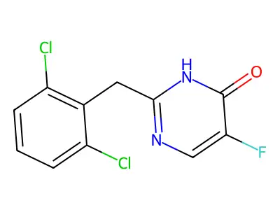 4(1H)-Pyrimidinone, 2-((2,6-dichlorophenyl)methyl)-5-fluoro- structure