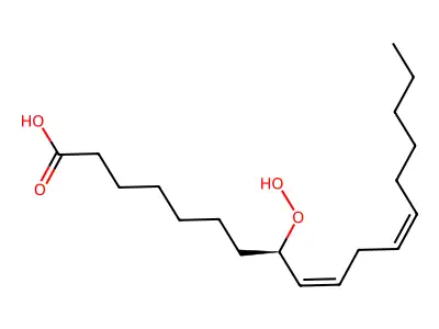 (8R)-8-hydroperoxyoctadeca-9,12-dienoic acid structure